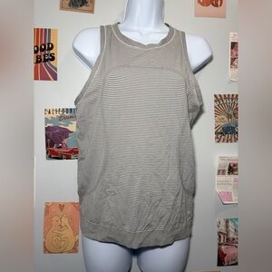 lululemon athletica Beige and White Striped Sleeveless Tank